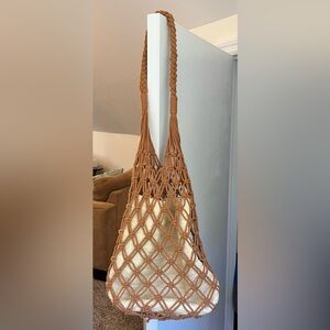 Universal Thread Women’s Cognac Cream Macrame Shoulder Bag Purse